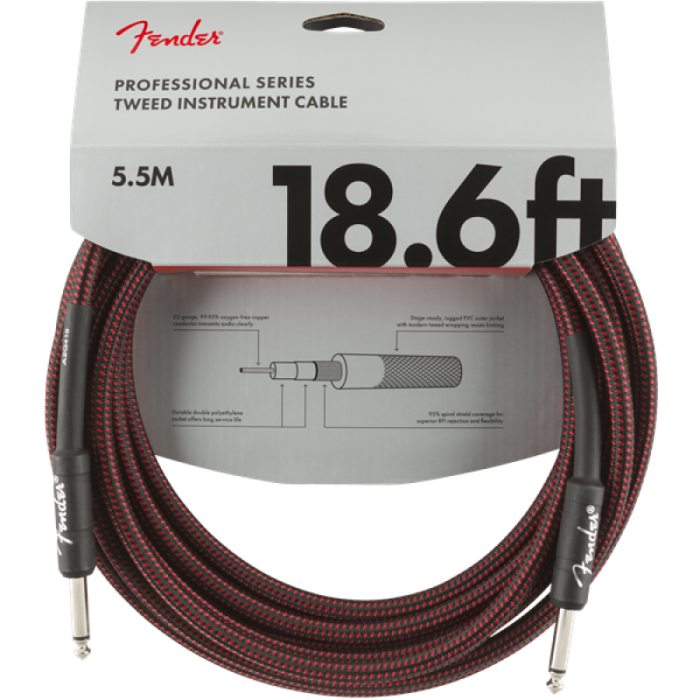 CABLE INSTRUMENTO FENDER 18.6' RED TWEED - 5.5 mt